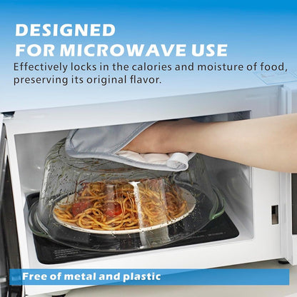 Tall Glass Microwave Splatter Cover for Food, 10In Food Grade Guard Lid | No Plastic, BPA Free, Dual Vents, Silicone Knob, 3.9In Tall for Bowl Covers, Microwave Lid for Food Heating, Dishwasher Safe3