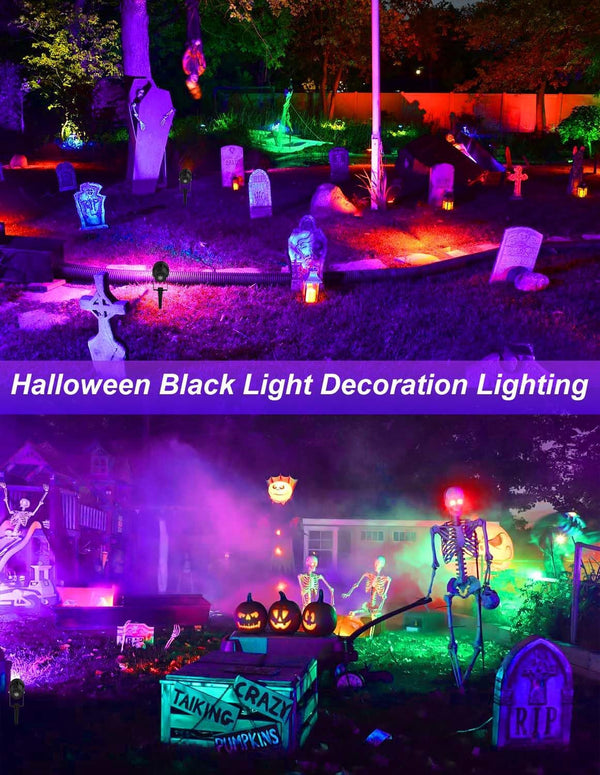 Halloween Outdoor Black Light Spotlight, LED Black Lights Waterproof Landscape Lights with US Plug for Glow Party Body Paint Fluorescent Poster Stage Lighting Yard Garden Decoration(4 Pack)2