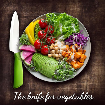 Ceramic Chef Knife 8 Inch with Protective Cover – Zirconia Ceramic Blade for Food Preparation – Lightweight Kitchen Knife (Green)8