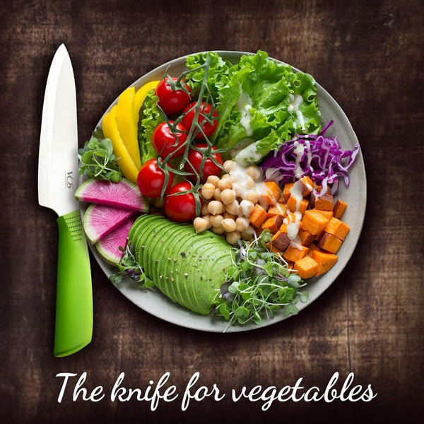 Ceramic Chef Knife 8 Inch with Protective Cover – Zirconia Ceramic Blade for Food Preparation – Lightweight Kitchen Knife (Green)8