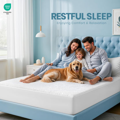 Waterproof Full Size Mattress Protector Fits Upto 15" Deep Mattresses |  200 GSM Soft & Breathable Mattress Cover, Dirt-Proof, Noiseless, Machine Washable Fitted Sheet Style, Gray8