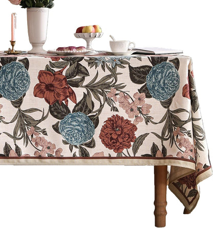 Designer Rectangular Linen Tablecloth,118"X67"-Burgundyred1