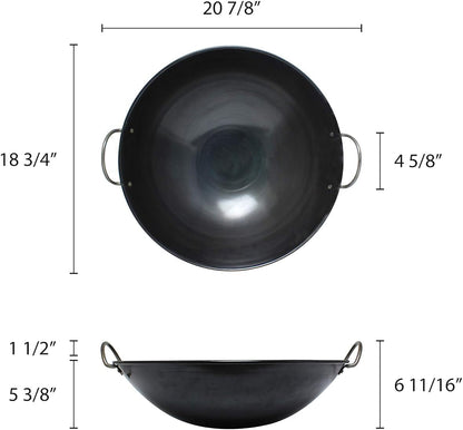 '- 19-Inch Steel Wok with Curved Rim - Traditional Stir Fry Pan for Chinese Japanese and Cantonese Cooking Ideal for Grilling Frying and Steaming Made in Taiwan5