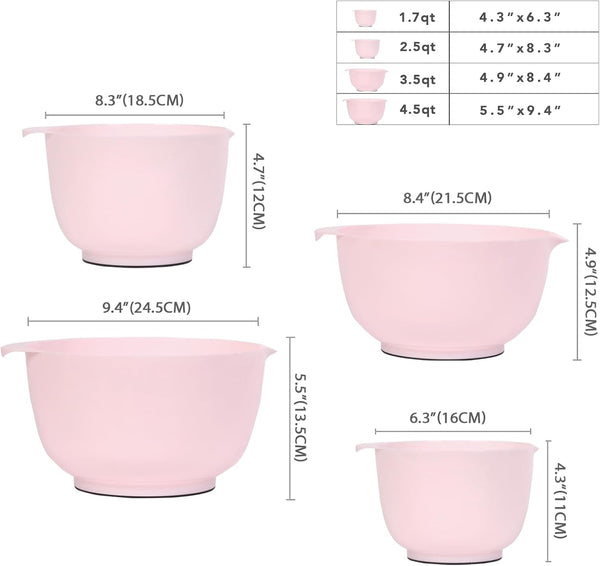 Mixing Bowls Set of 4, BPA Free Plastic,Microwave Safe, Pink6