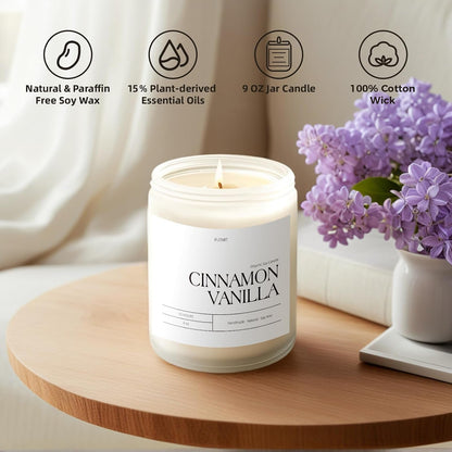 Cinnamon Vanilla Candles for Home Scented, 9Oz Non Toxic Soy Candle3