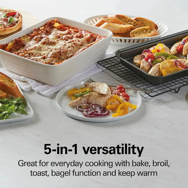 4 Slice Countertop Toaster Oven with 5 Cooking Modes | Bake, Broil, Toast, Keep Warm, Bagel | Stay on & Auto Shutoff | 2 Rack Positions | 200-450° F | Stainless Steel | 31143J3