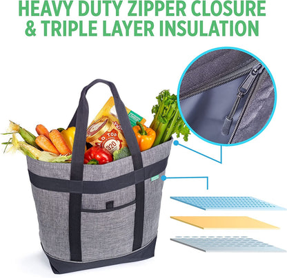 Jumbo Insulated Cooler Bag, Heavy Duty Soft Insulated Grocery Bag, Charcoal4