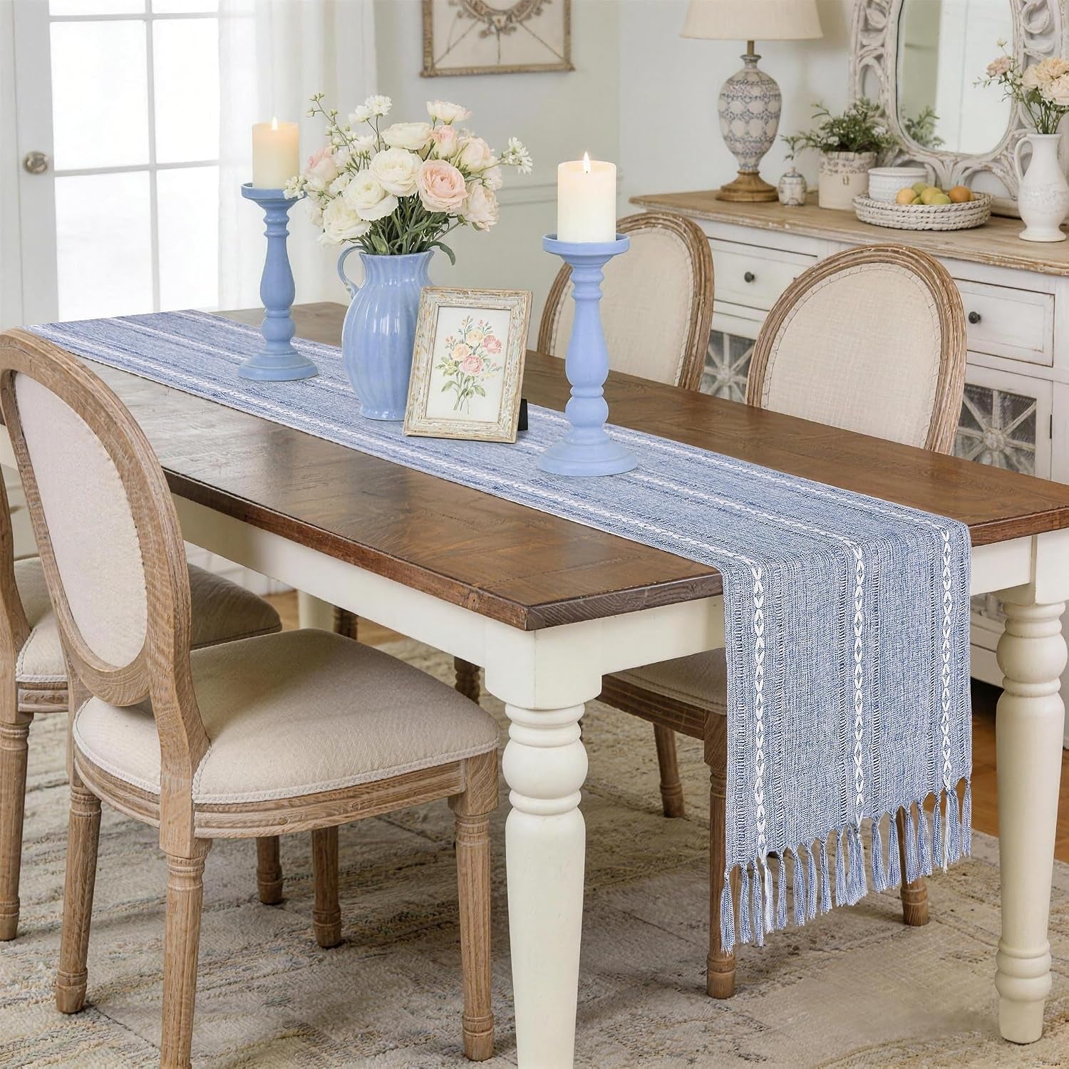 dusty-blue-table-runner-15-x-72-inches-spring-summer-cotton-linen-farmhouse-dresser-runner-cover-top-rustic-blue-and-white-coastal-table-decor-for-dining-room-kitchen-wedding-party-home-decor
