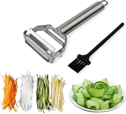 Potato Apple Vegetable Peeler Julienne Peeler for Kitchen - 3 in 1 Y Peeler for Fruit Veggie Carrot Cucumber Zucchini, Sharp Stainless Steel Peeler with Cleaning Brush1