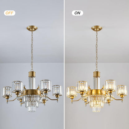 7-Light Modern Large Crystal Chandelier Gold Adjustable Hanging Pendant Light Vintage Farmhouse Ceiling Light Fixture for Living Room Dining Room Bedroom Foyer Entryway Staircase4