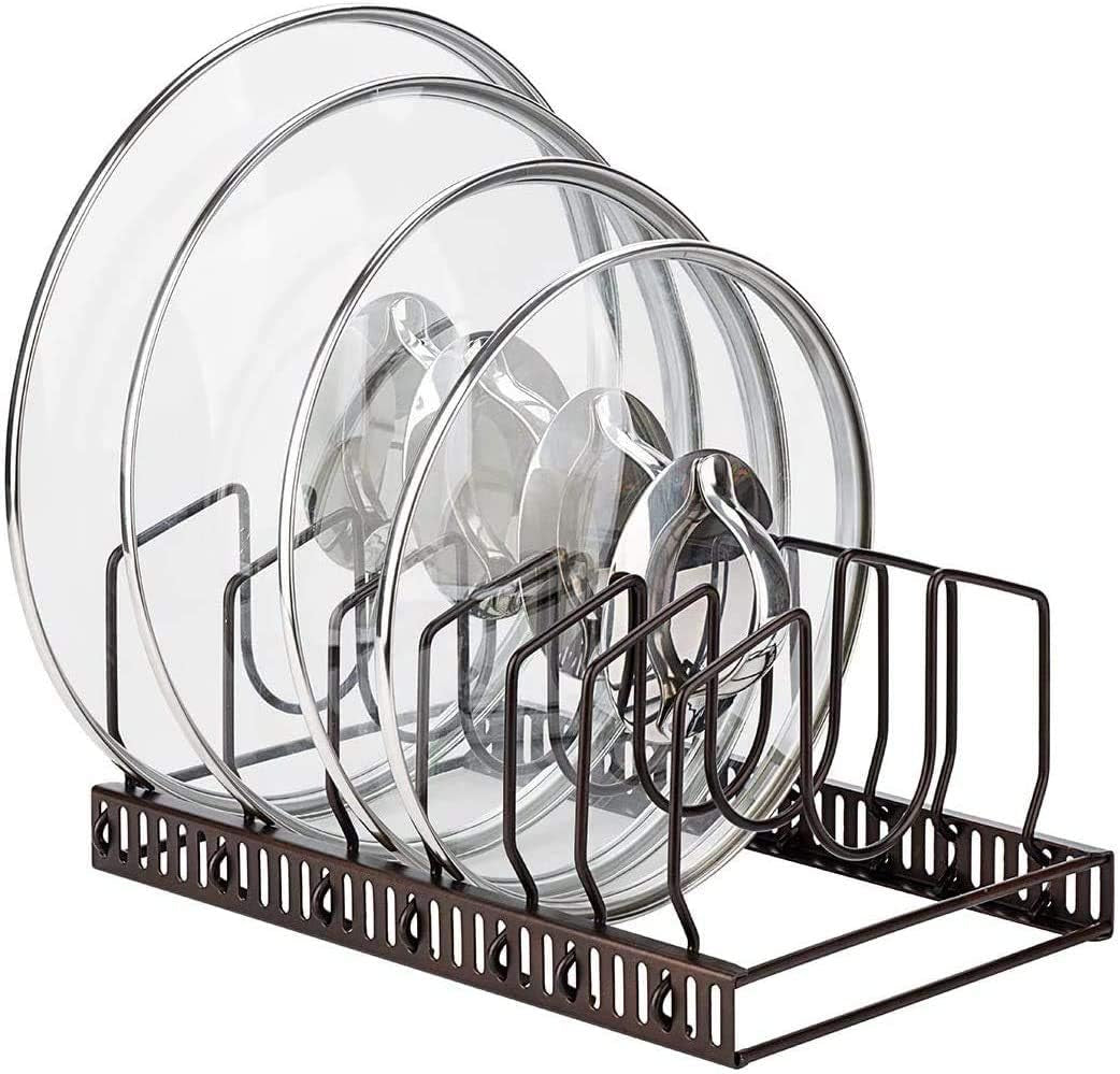 pot-lids-organizer-rack-for-cabinet-and-countertop-7-pan-lids-and-bakeware-organizer-rack-holder-with-7-adjustable-compartments-brown
