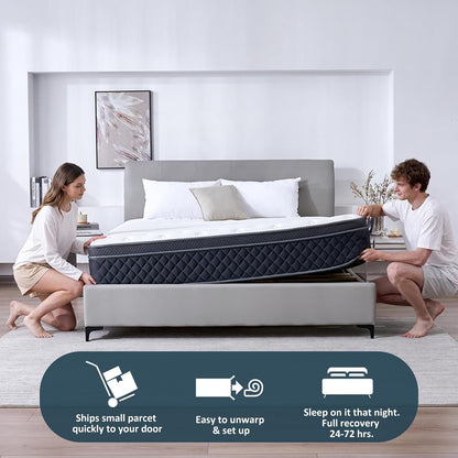 Full Mattress, 12 Inch Full Size Mattress in a Box, Medium Firm Hybrid Mattresses with Pocket Springs and Memory Foam, Strong Edge Support, Motion Isolation & Pressure Relief5