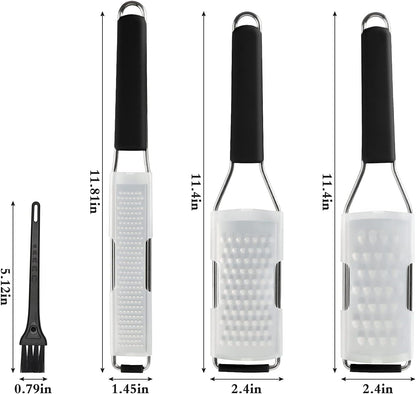Lemon Zester Grater Three-Piece Suit - Heavy Duty Kitchen Tool for Parmesan Cheese, Ginger, Garlic, Nutmeg, Chocolate, Vegetables，Fruits，Stainless Steel Grater Dishwasher Safe Black | 304 Stainless Steel, Sharp Tool for Parmesan Cheese, Ginger, Garlic, Nutmeg, Chocolate, Vegetables, Fruits, Dishwasher Safe5