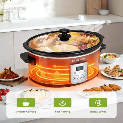 7 Quart Programmable Slow Cooker, Auto Keep Warm, High Low Warm Settings, Removable Dishwasher-Safe Nonstick Pot for Easy Cleanup5