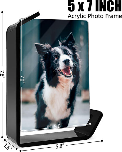 5X7 Picture Frames, 2-Pack Color Acrylic Photo Frames, Double-Sided Floating Stand with Horizontal and Vertical Orientation, Ideal Gift for Men and Women, Black2