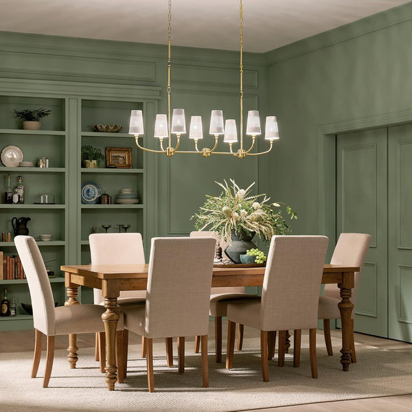 Adeena 8-Light Linear Chandelier Light, Brushed Natural Brass13