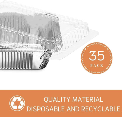 (35 Pack) 8X8 Aluminum Pans with Clear Plastic Lids - Square Baking Cake Pans - Foil Pans with Lids - Disposable Food Containers Great for Cooking, Heating, Storing, Prepping Food3