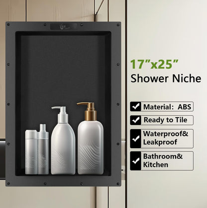 Ready Tile Shower Niche Shelf 17"X25"X4"（Inside 14"X22"） - - Water and Leak Proof Large Wall Niche Insert5