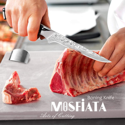 6" Boning Knife, Sharp Kitchen Cooking Knife with Finger Guard and Knife Sharpener, German High Carbon Stainless Steel EN1.4116 Chef’S Knife with Micarta Handle and Gift Box4