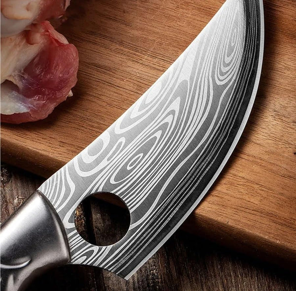 Meat Cleaver, 6 Inch Damascus Pattern Kitchen Knives Butcher Utility Boning Knife Chicken Bone Kitchen for Cooking with Cover4