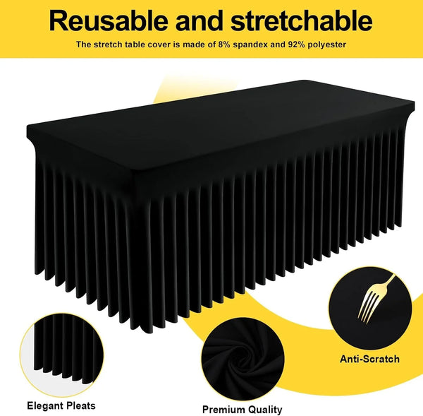 2 Pack Spandex Elastic Fitted Table Cloth Skirt for 8FT Table3