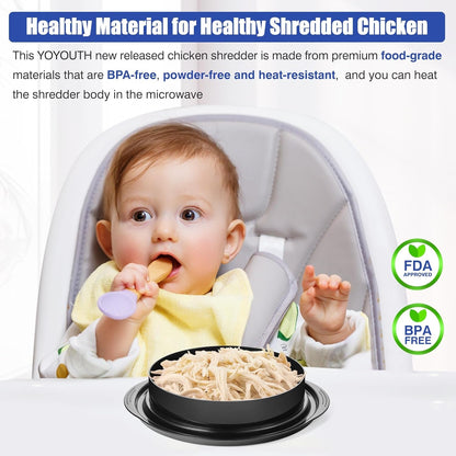 Chicken Shredder Tool Twist, Food-Grade Meat Shredder, Black | 2026 Pro, Visible Lid, Strong Anti-Slip Base, Ergonomic Handle, Chicken Breast Shredder, Suitable for Pork Beef Chicken5