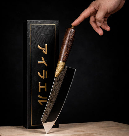 Dragon Engraved Chef Knife – Unique Gift for Men, Chefs & Collectors | 8.5" Razor-Sharp Japanese-Style Kitchen Knife, Mirror-Polished Stainless Steel Blade, Rosewood Handle & Premium Gift Box9