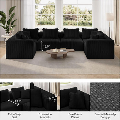 141" Modular Sectional Sofa, L Shape Plush Sectional Couch, Modern Cloud Design with Smarts Coil® Support, Boneless Sectional Couch for Large Living Room Apartment, No Assembly Required7