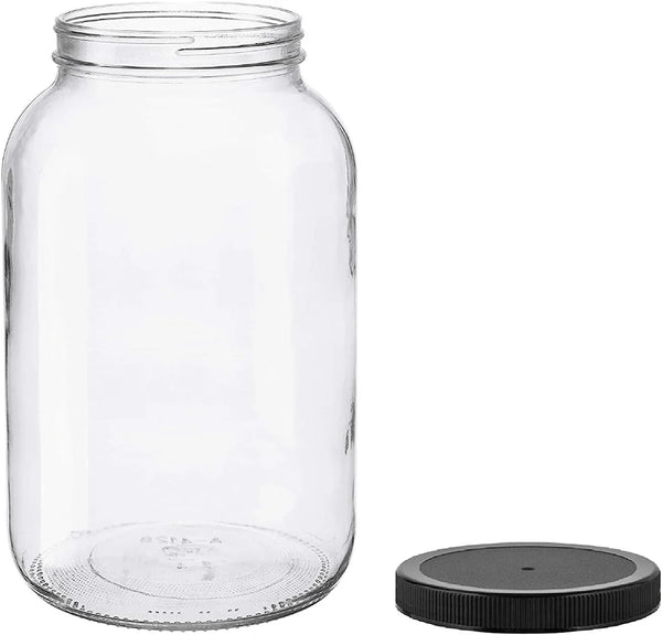 1 Gallon Glass Jar, Black Plastic Lid | Wide Mouth, USDA Certified, Bpa-Free, for Fermenting, Storing, Canning1