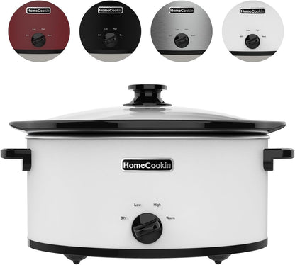 8 Quart Slow Cooker Oval Manual Pot Food Warmer with 3 Cooking Settings, White Stainless Steel7