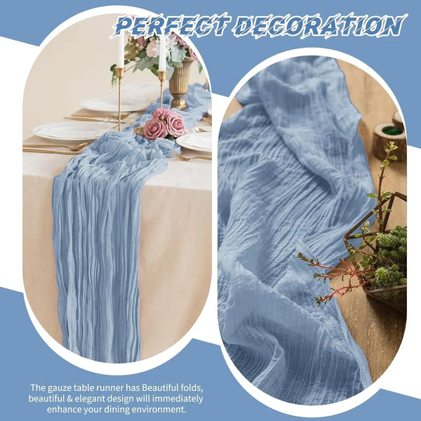 10 Pack Dusty Blue Cheesecloth Table Runner 17X108 Inch Boho Gauze Cheese Cloth Table Runners for Wedding Party Baby Shower Birthday Home Decor5