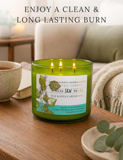 Eucalyptus Spearmint Scented Candle, 15.8 Oz Large 3 Wick Soy Candle4