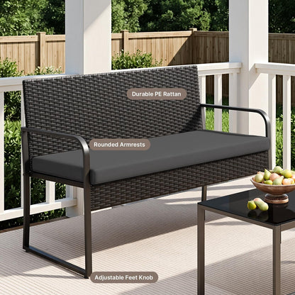 8 Piece Outdoor Black Wicker Conversation Set, Black3