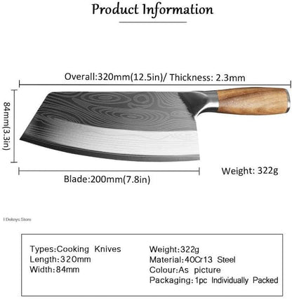 Meat Cleaver, 7.5 Inch Butcher Kitchen Knife Cleaver Chinese Chef Knife 4 Cr14Mov Steel Wooden Handle Meat Vegetable Chef Knife Cleaver Knife2