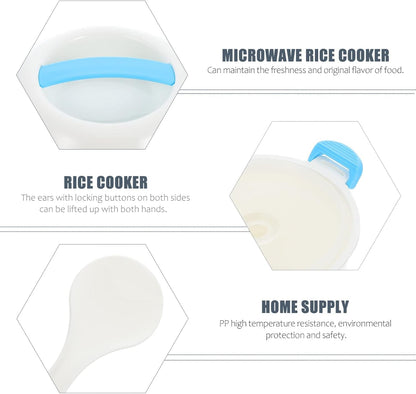 Microwave Rice Cooker, 1.8L/6 Cup BPA Free Small Plastic Steamer for Rice, Meat, Vegetables & Pasta, Dishwasher Safe Microwave Cookware for Home, Office & Dorm8