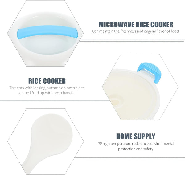Microwave Rice Cooker, 1.8L/6 Cup BPA Free Small Plastic Steamer for Rice, Meat, Vegetables & Pasta, Dishwasher Safe Microwave Cookware for Home, Office & Dorm8