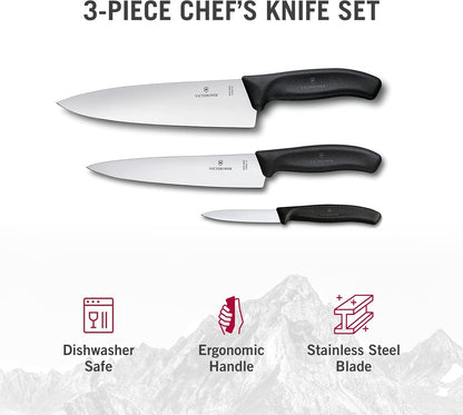 Victorinox ​Swiss Classic Chef'S Knife Set - Balanced Cooking Knives for Kitchen Accessories - Ergonomic Meat, Vegetable & Fruit Knives - Black Handle, Straight Edge, 3-Piece Set7