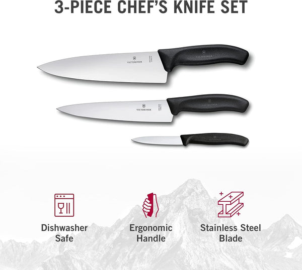 Victorinox ​Swiss Classic Chef'S Knife Set - Balanced Cooking Knives for Kitchen Accessories - Ergonomic Meat, Vegetable & Fruit Knives - Black Handle, Straight Edge, 3-Piece Set7