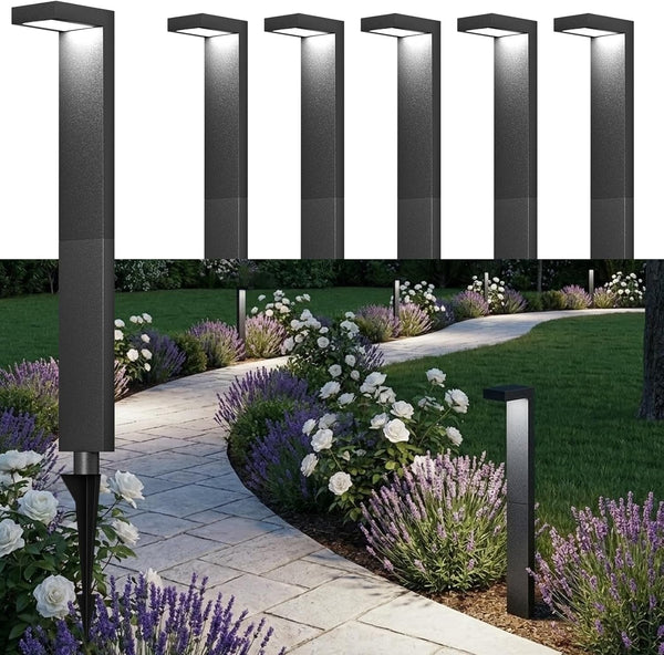Low Voltage Landscape Lights, 6 Pack Outdoor LED Pathway Light, Wired Path Lighting for Walkway, Garden, IP65 Waterproof, 150LM, 4000K, Modern Cast-Aluminum, Black1