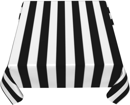 Square Table Cloth, Stripes White Black Tablecloth Washable Dinng Table Covers Decorative for Kitchen & Table Linens 60" X 60"8