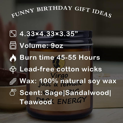 Virgo Gifts for Women, Unique Virgo Candle Bday Gifts for Best Friends Woman Mom Sister Girlfriend 21St 30Th 40Th 50Th, Fun Present for Grandma Wife Frendship Ideas9