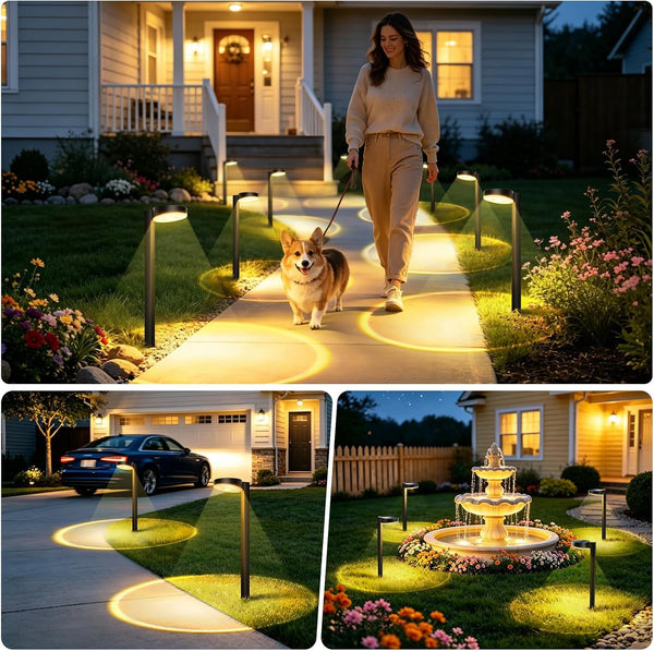 12 Pack Solar Pathway Lights Outdoor, 3 Color Temperatures Selectable CCT, Focused Ground Spot Lens, Brighter up to 12 Hrs IP65 Waterproof Path Lights for Walkway Driveway Yard Garden, Black8