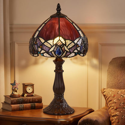 Small Table Lamp for Tiffany Lamp 8" Purple Stained Glass Light1