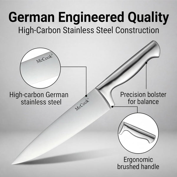 Knife Set Kitchen Steel Knife Block Set W Built-In Sharpener | German Forged Stainless Steel,15 Pc,Razor Sharp,Non-Stick&Anti-Rust,Ergonomic Handle,Full Tang,Gift Box4