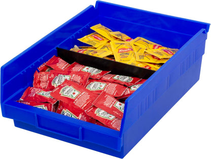 30150 Heavy Duty Plastic Shelf Bins, 12"X 8"X 4", Blue, 12-Pack11