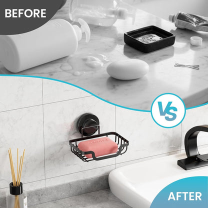 Soap Dish, Bar Soap Holder Suction Cup, Stainless Steel Sponge Holder7