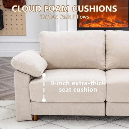 112'' Oversized L Shape Modular Cloud Sectional Sofa, Deep Seat Sofa, Beige7