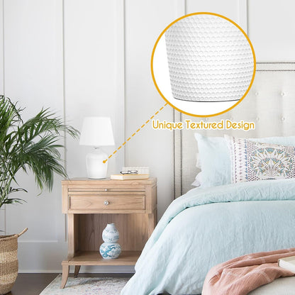 11.8’’ Small Table Lamps Set of 2 for Bedroom Kid’S Room Home Office, White | Cute & Unique, Perfect for Bedside Nightstand Desk Nursery Reading, Fabric Shade3