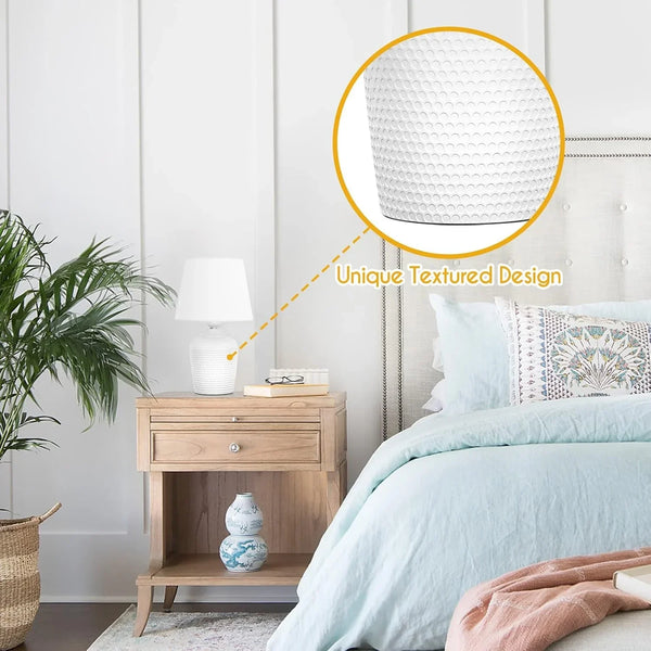 11.8’’ Small Table Lamps Set of 2 for Bedroom Kid’S Room Home Office, White | Cute & Unique, Perfect for Bedside Nightstand Desk Nursery Reading, Fabric Shade3