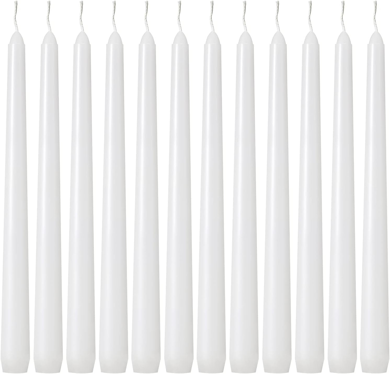 taper-candles-10-inch-h-dripless-set-of-24-white-unscented-and-smokeless-taper-candles-long-burning-paraffin-wax-with-cotton-wicks-for-burning-8-hours-time